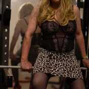 Sorry pic is a bit dark but you can see I’m a sissy tart. Black basque, Leopard print mini skirt, bl